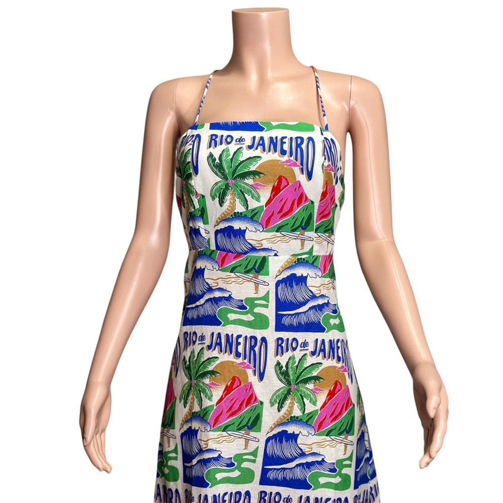 FARM RIO Carioca Posters Midi Dress, Off-White, XS - Picture 9 of 11